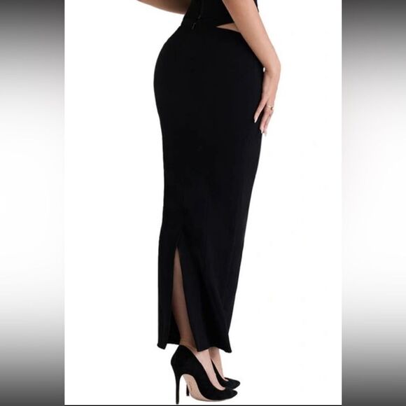 NWOT House Of Cb Martinez Maxi Black Skirt Cut Out Size S - Picture 6 of 12